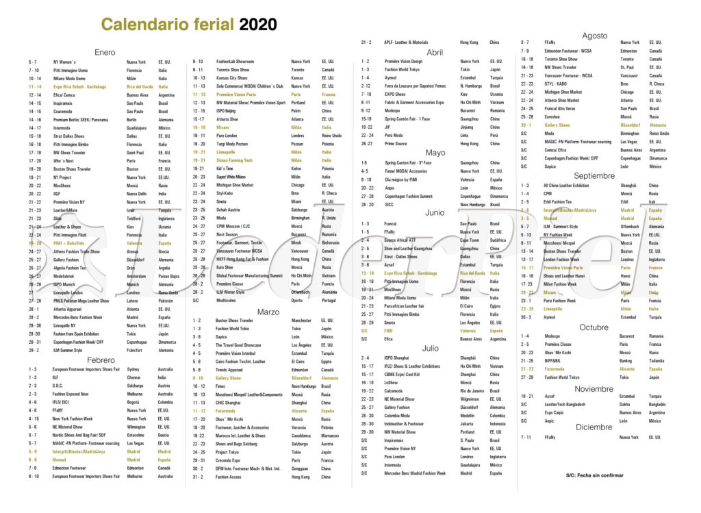 calendario 2020 cuero